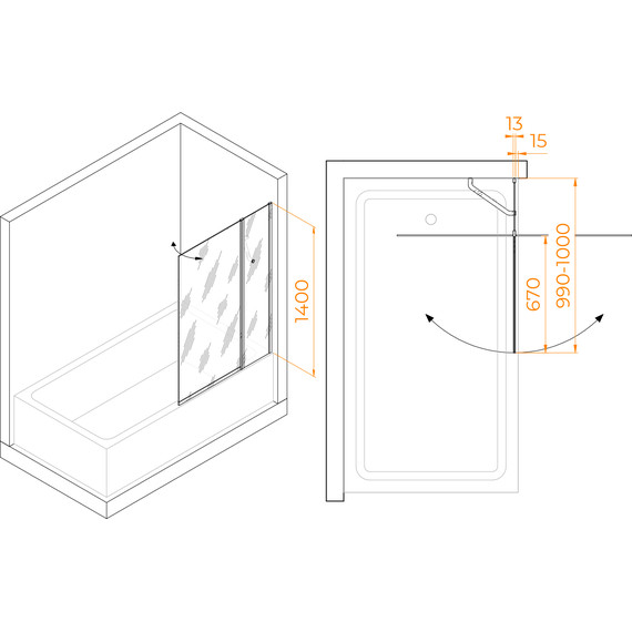 Шторка для ванны RGW SC-11 100 см 03111110-11, хром/прозрачное фото 7