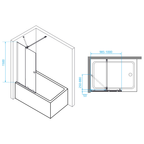 Шторка для ванны RGW SC-46 100 см 06114610-11 (стекло 8 мм), хром/прозрачное - 7 Шторка для ванны RGW SC-46 100 см 06114610-11 (стекло 8 мм), хром/прозрачное фото 7