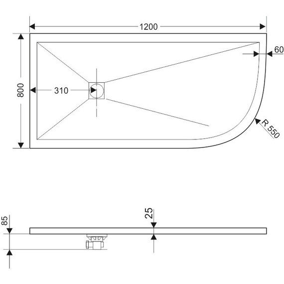 Каменный поддон RGW ST/AR-0128G 120х80 см 16154128-02L, графит фото 2