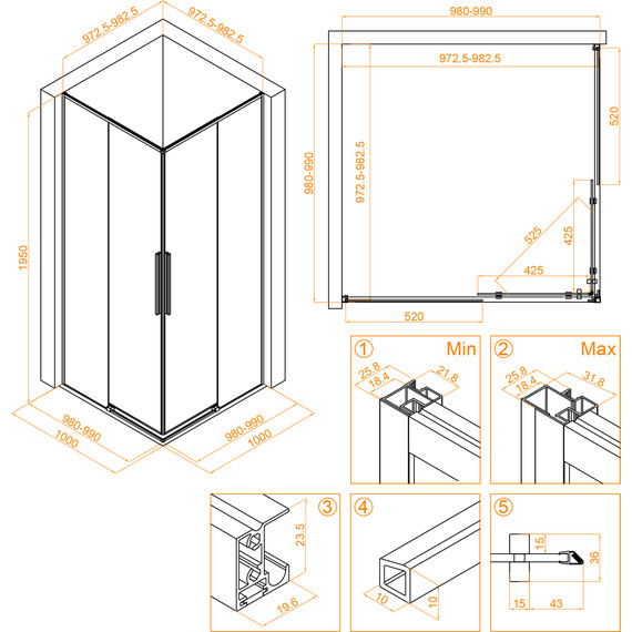 Душевое ограждение RGW SV-31 100х100 см 32323100-11, хром/прозрачное фото 4