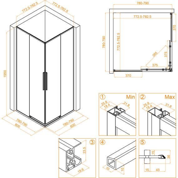 Душевое ограждение RGW SV-31 80х80 см 32323188-11, хром/прозрачное фото 5