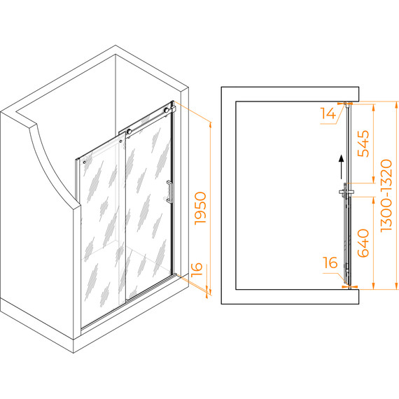 Душевая дверь RGW TO-14 130 см 02071413-11 (стекло 8 мм), хром/прозрачное - 3 Душевая дверь RGW TO-14 130 см 02071413-11 (стекло 8 мм), хром/прозрачное фото 3