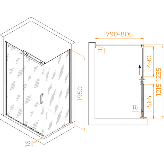 Душевое ограждение RGW TO-44 120х80 см 02074428-11 (стекло 8 мм), хром/прозрачное - 3 Душевое ограждение RGW TO-44 120х80 см 02074428-11 (стекло 8 мм), хром/прозрачное фото 3