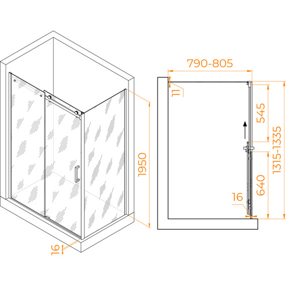 Душевое ограждение RGW TO-44 130х80 см 02074438-11 (стекло 8 мм), хром/прозрачное - 3 Душевое ограждение RGW TO-44 130х80 см 02074438-11 (стекло 8 мм), хром/прозрачное фото 3