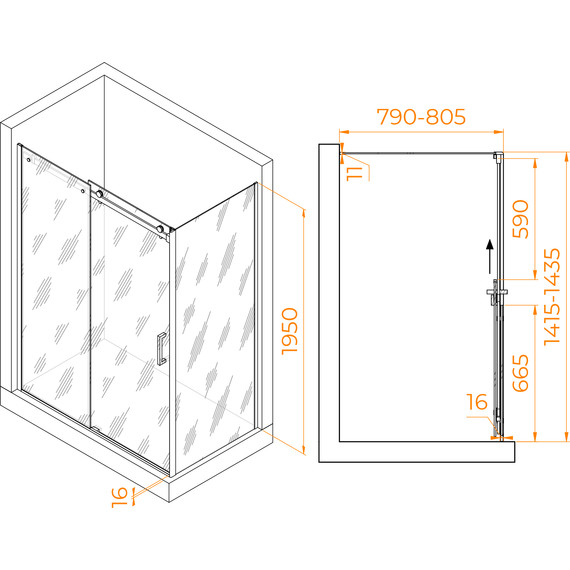Душевое ограждение RGW TO-44 140х80 см 02074448-11 (стекло 8 мм), хром/прозрачное - 3 Душевое ограждение RGW TO-44 140х80 см 02074448-11 (стекло 8 мм), хром/прозрачное фото 3