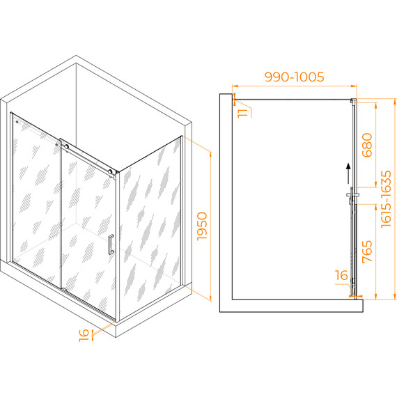 Душевое ограждение RGW TO-44 160х100 см 02074460-11 (стекло 8 мм), хром/прозрачное - 3 Душевое ограждение RGW TO-44 160х100 см 02074460-11 (стекло 8 мм), хром/прозрачное фото 3