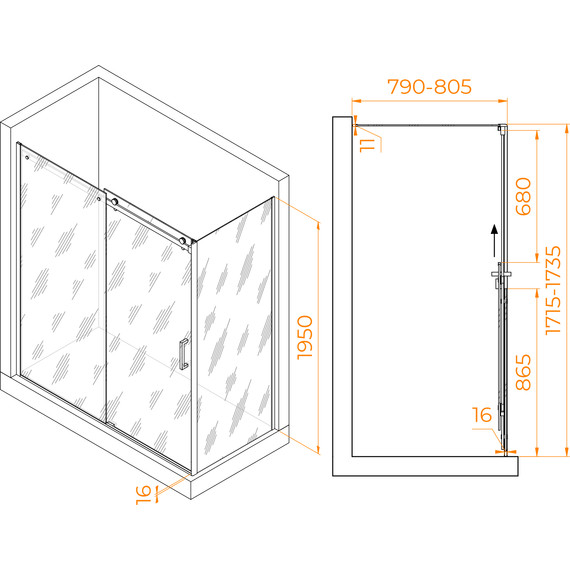 Душевое ограждение RGW TO-44 170х80 см 02074478-11 (стекло 8 мм), хром/прозрачное фото 4