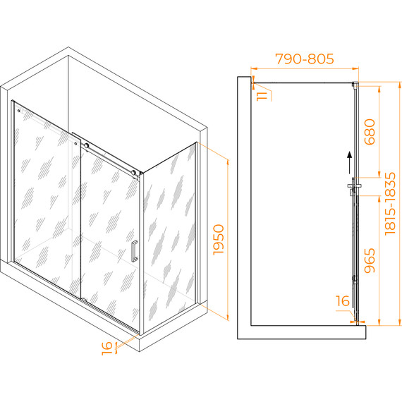 Душевое ограждение RGW TO-44 180х80 см 02074488-11 (стекло 8 мм), хром/прозрачное - 3 Душевое ограждение RGW TO-44 180х80 см 02074488-11 (стекло 8 мм), хром/прозрачное фото 3