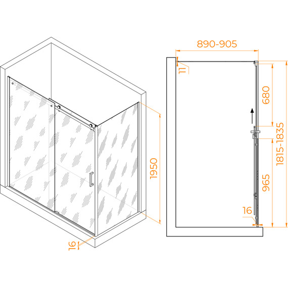 Душевое ограждение RGW TO-44 180х90 см 02074489-11 (стекло 8 мм), хром/прозрачное фото 3