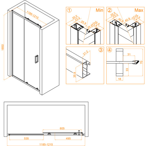 Душевая дверь RGW CL-14 120 см 32091412-11, хром/прозрачное - 4 Душевая дверь RGW CL-14 120 см 32091412-11, хром/прозрачное фото 4