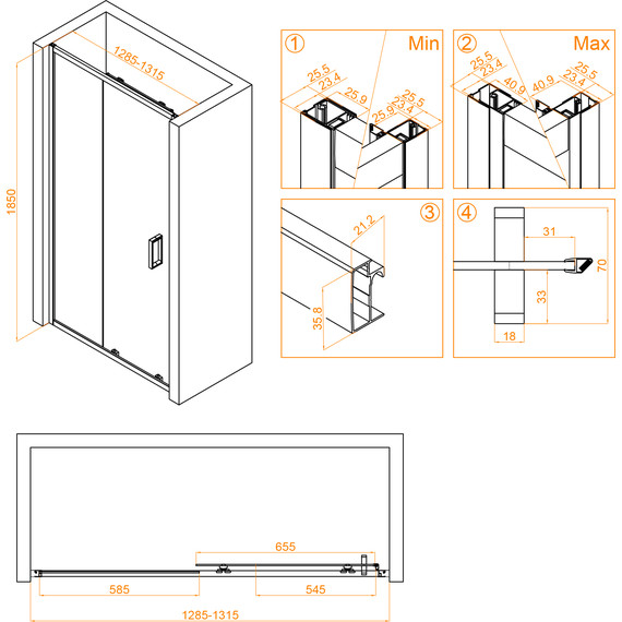 Душевая дверь RGW CL-14 130 см 32091413-11, хром/прозрачное - 4 Душевая дверь RGW CL-14 130 см 32091413-11, хром/прозрачное фото 4