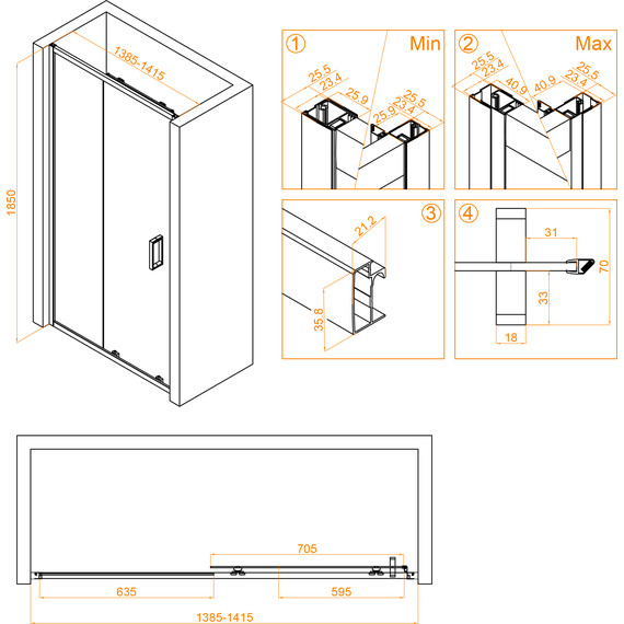 Душевая дверь RGW CL-14 140 см 32091414-11, хром/прозрачное - 4 Душевая дверь RGW CL-14 140 см 32091414-11, хром/прозрачное фото 4