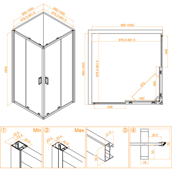 Душевое ограждение RGW CL-34 100х100 см 32093400-11, хром/прозрачное фото 5