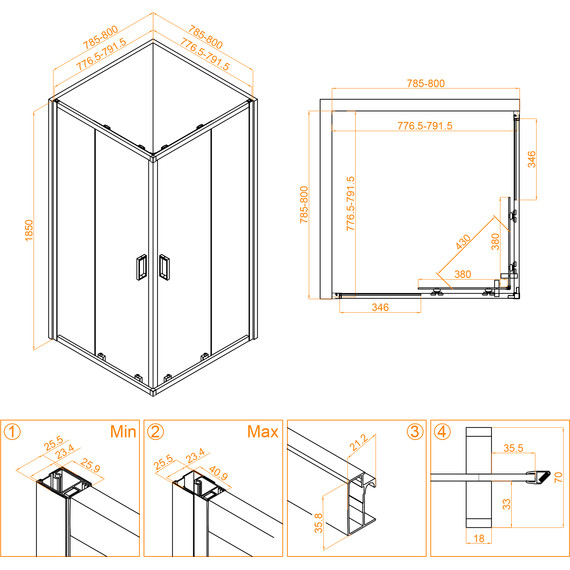 Душевое ограждение RGW CL-34 80х80 см 32093488-11, хром/прозрачное фото 5