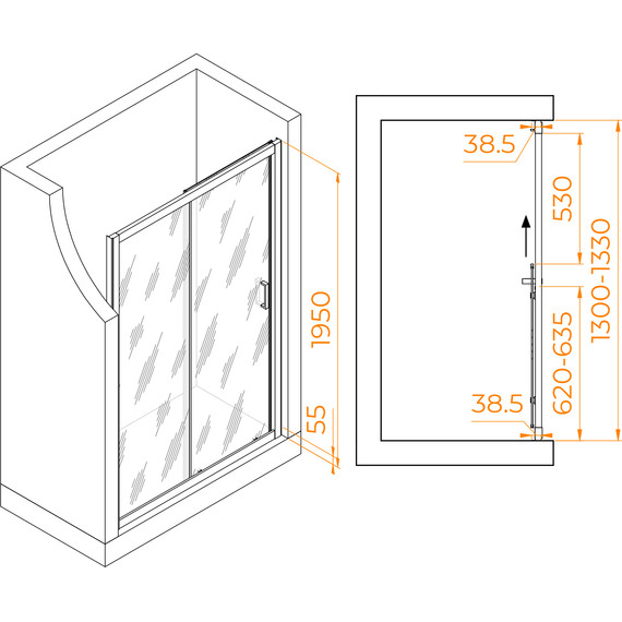 Душевая дверь RGW PA-016 130 см 350801613-11, хром/прозрачное - 6 Душевая дверь RGW PA-016 130 см 350801613-11, хром/прозрачное фото 6