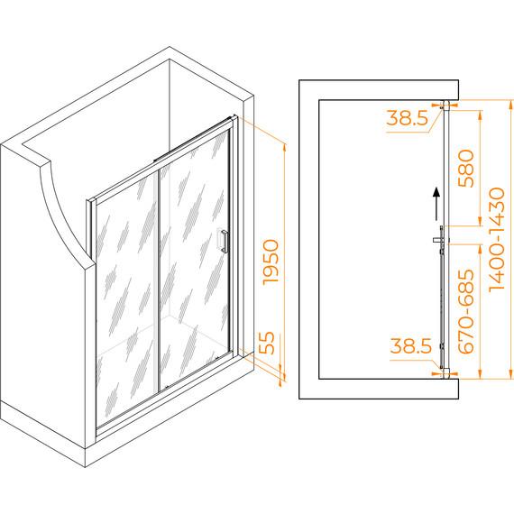 Душевая дверь RGW PA-016 140 см 350801614-11, хром/прозрачное - 6 Душевая дверь RGW PA-016 140 см 350801614-11, хром/прозрачное фото 6