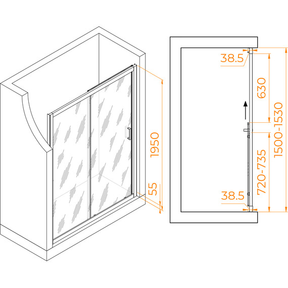 Душевая дверь RGW PA-016 150 см 350801615-11, хром/прозрачное фото 6
