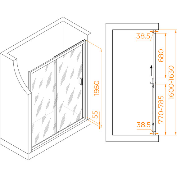 Душевая дверь RGW PA-016 160 см 350801616-11, хром/прозрачное - 6 Душевая дверь RGW PA-016 160 см 350801616-11, хром/прозрачное фото 6