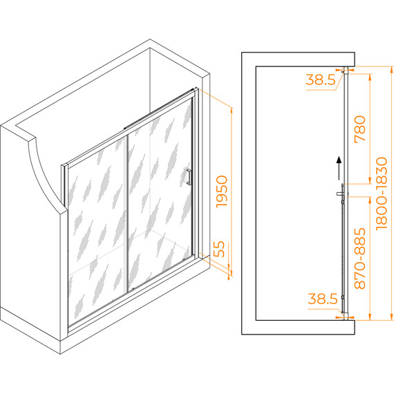 Душевая дверь RGW PA-016 180 см 350801618-11, хром/прозрачное - 6 Душевая дверь RGW PA-016 180 см 350801618-11, хром/прозрачное фото 6