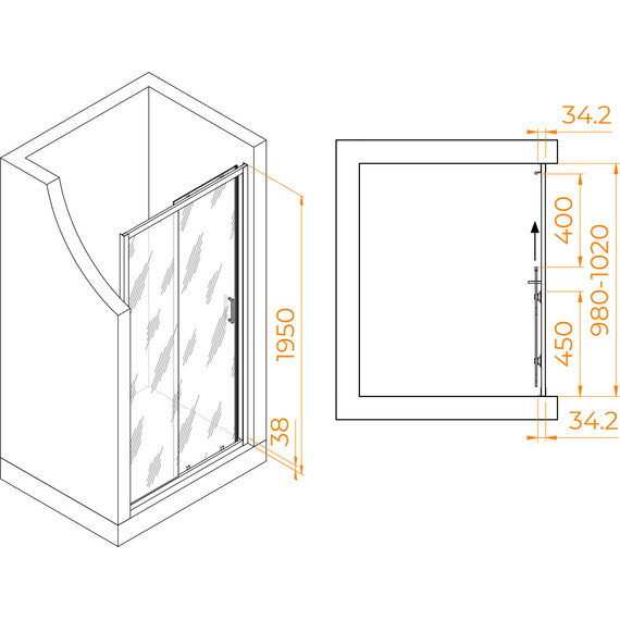 Душевая дверь RGW PA-14 100 см 41081410-11, хром/прозрачное фото 8