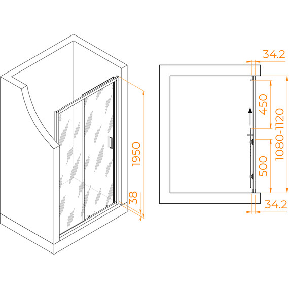 Душевая дверь RGW PA-14B 110 см 41081411-14, черный/прозрачное фото 3