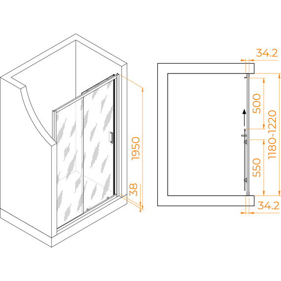 Душевая дверь RGW PA-14B 120 см 41081412-14, черный/прозрачное фото 3