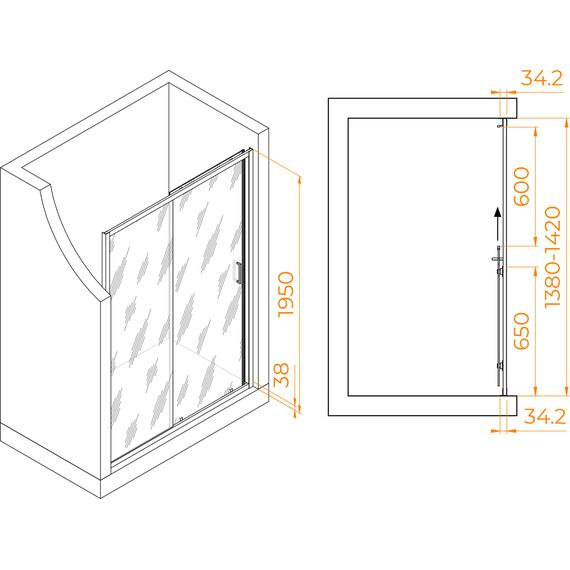 Душевая дверь RGW PA-14G 140 см 41081414-16, золото/прозрачное - 2 Душевая дверь RGW PA-14G 140 см 41081414-16, золото/прозрачное фото 2