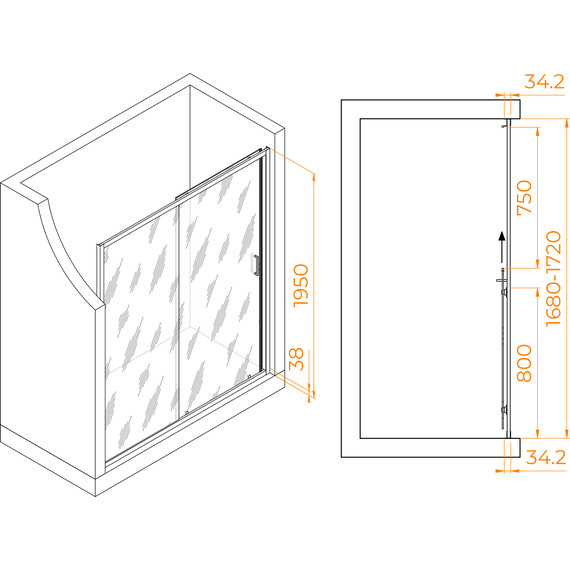Душевая дверь RGW PA-14B 170 см 41081417-14, черный/прозрачное - 3 Душевая дверь RGW PA-14B 170 см 41081417-14, черный/прозрачное фото 3