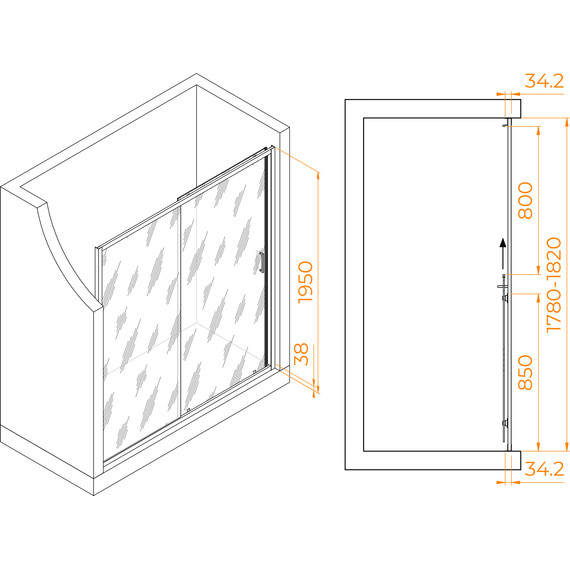 Душевая дверь RGW PA-14B 180 см 41081418-14, черный/прозрачное фото 3