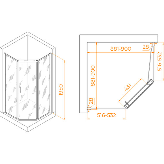 Душевое ограждение RGW PA-86 90x90 см 38088699-11, хром/прозрачное фото 4