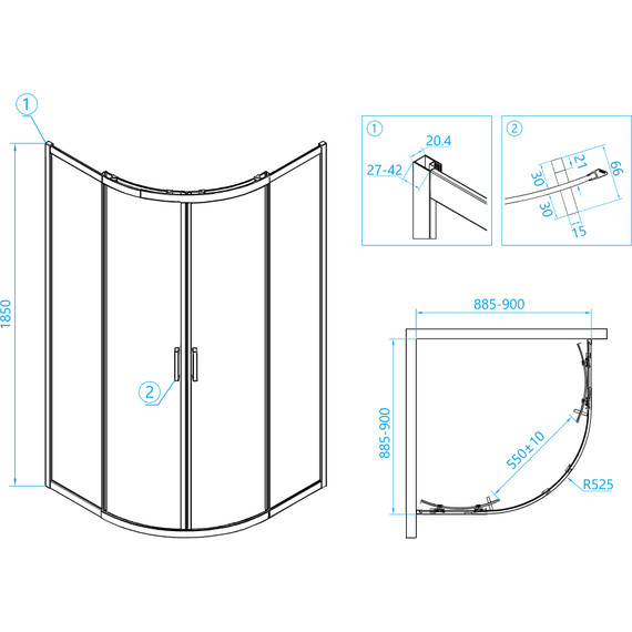 Душевое ограждение RGW CL-53 90х90 см 06095399-11, хром/прозрачное фото 5