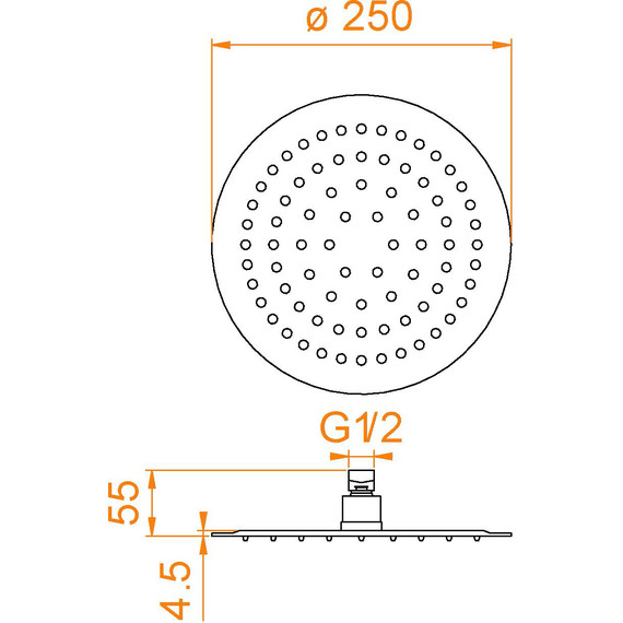 Верхний душ RGW SP-81B 21148125-04, нержавеющая сталь, 250х250 мм, черный фото 5