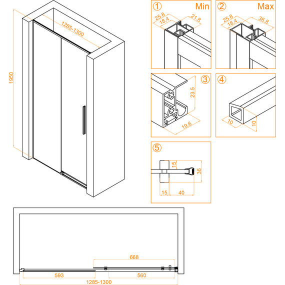Душевая дверь RGW SV-12 130 см 32321213-11, хром/прозрачное - 3 Душевая дверь RGW SV-12 130 см 32321213-11, хром/прозрачное фото 3