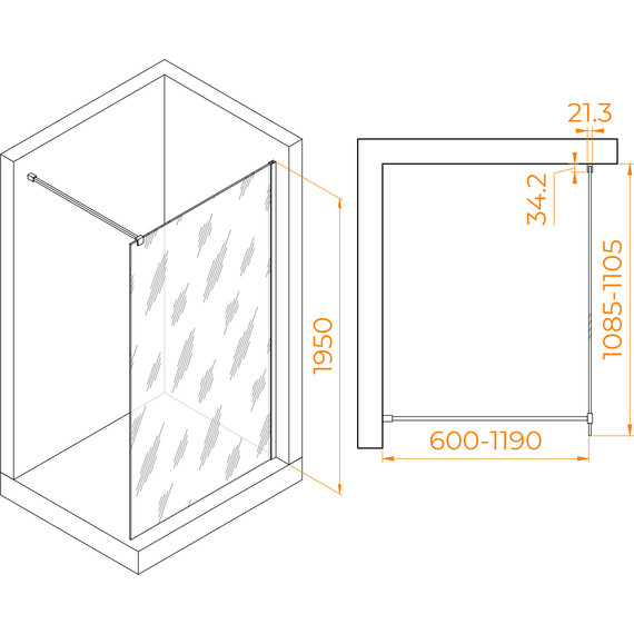 Душевая перегородка RGW WA-001 110x195 см 351000111-11 (стекло 10 мм) с кронштейном в комплекте, хром/прозрачное - 3 Душевая перегородка RGW WA-001 110x195 см 351000111-11 (стекло 10 мм) с кронштейном в комплекте, хром/прозрачное фото 3
