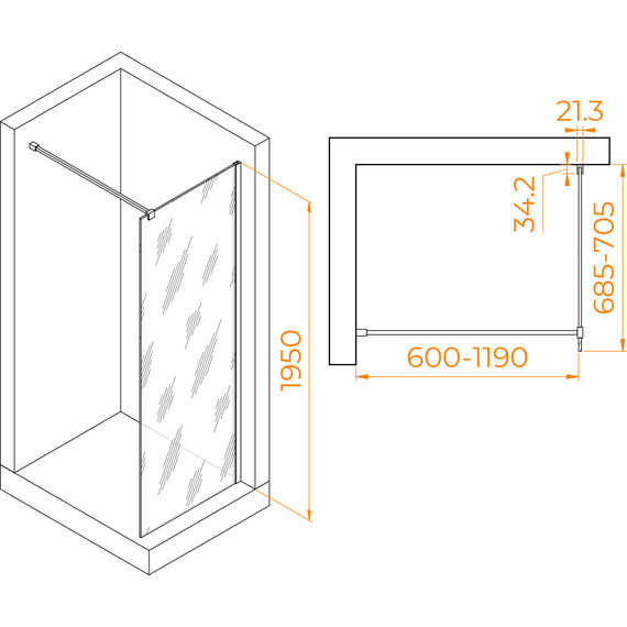 Душевая перегородка RGW WA-001 70x195 см 351000107-11 (стекло 10 мм) с кронштейном в комплекте, хром/прозрачное - 3 Душевая перегородка RGW WA-001 70x195 см 351000107-11 (стекло 10 мм) с кронштейном в комплекте, хром/прозрачное фото 3