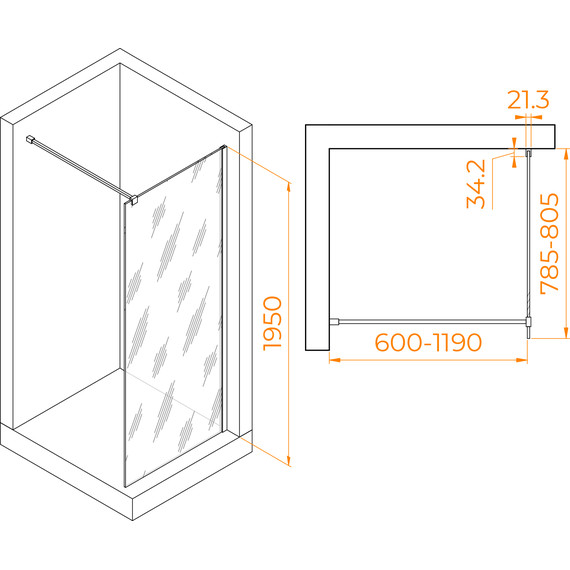 Душевая перегородка RGW WA-001 80x195 см 351000108-11 (стекло 10 мм) с кронштейном в комплекте, хром/прозрачное - 3 Душевая перегородка RGW WA-001 80x195 см 351000108-11 (стекло 10 мм) с кронштейном в комплекте, хром/прозрачное фото 3