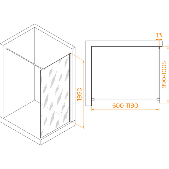 Душевая перегородка RGW WA-010B 100x195 см 351001010-14 (стекло 8 мм) с кронштейном в комплекте, черный/прозрачное - 4 Душевая перегородка RGW WA-010B 100x195 см 351001010-14 (стекло 8 мм) с кронштейном в комплекте, черный/прозрачное фото 4