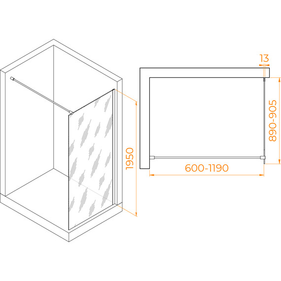 Душевая перегородка RGW WA-010B 90x195 см 351001009-14 (стекло 8 мм) с кронштейном в комплекте, черный/прозрачное - 4 Душевая перегородка RGW WA-010B 90x195 см 351001009-14 (стекло 8 мм) с кронштейном в комплекте, черный/прозрачное фото 4
