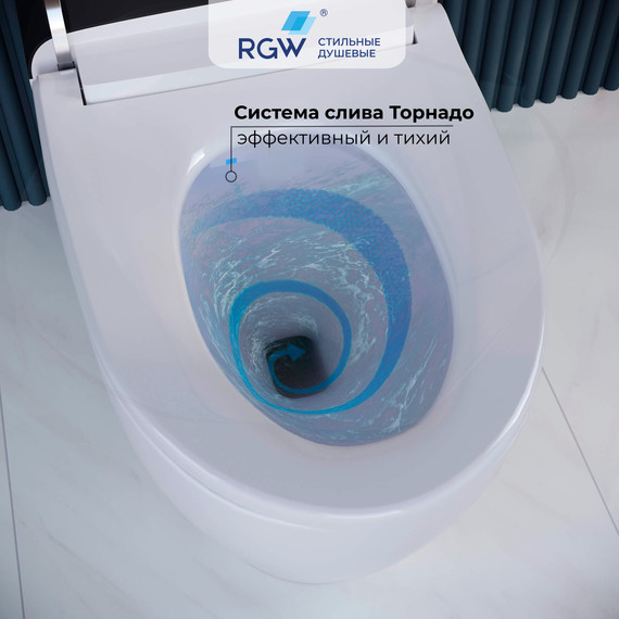 Унитаз приставной RGW SW-31 63420131-01, сиденье с крышкой микролифт (система смыва торнадо) фото 6