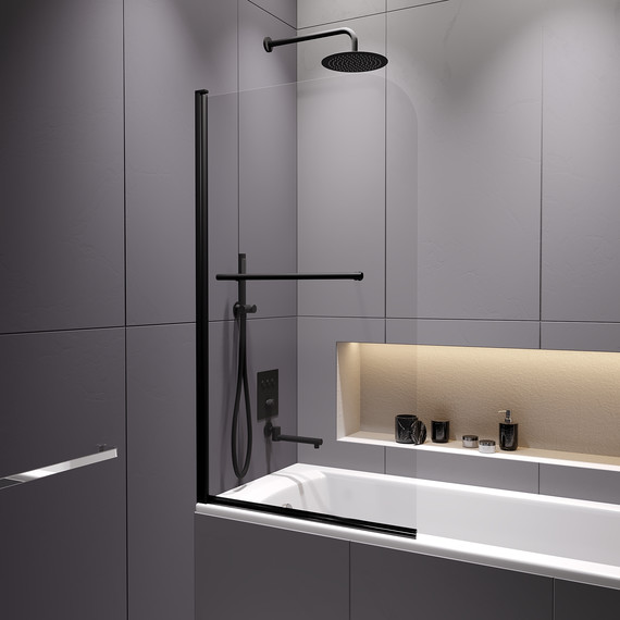 Шторка для ванны RGW SC-114B 80 см 411111408-14, чёрный/прозрачное фото 2