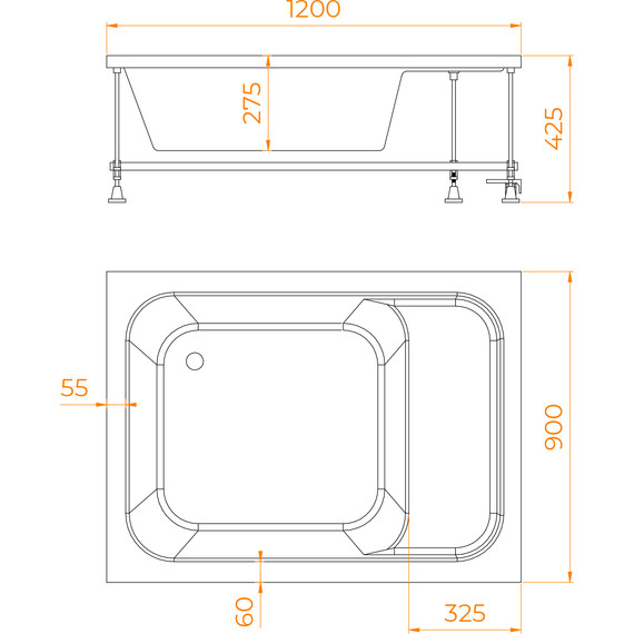 Поддон акриловый RGW BC/L 90х120 см 16180692-91 фото 6