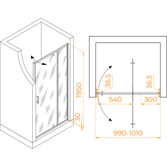 Душевая дверь RGW LE-103 100 см 711210310-11, хром/прозрачное - 3 Душевая дверь RGW LE-103 100 см 711210310-11, хром/прозрачное фото 3