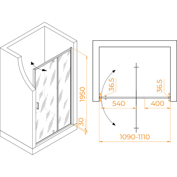 Душевая дверь RGW LE-103 110 см 711210311-11, хром/прозрачное - 3 Душевая дверь RGW LE-103 110 см 711210311-11, хром/прозрачное фото 3