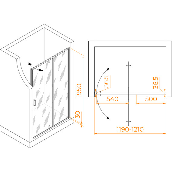 Душевая дверь RGW LE-103 120 см 711210312-11, хром/прозрачное - 3 Душевая дверь RGW LE-103 120 см 711210312-11, хром/прозрачное фото 3