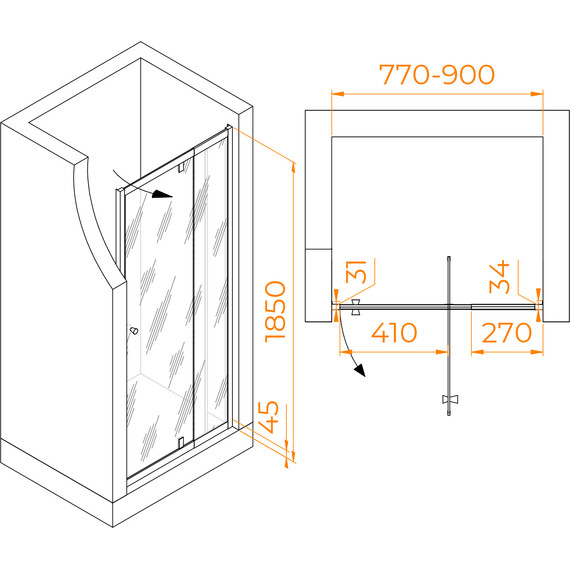 Душевая дверь RGW PA-02B NEW 80 см 41080208-14, чёрный/прозрачное - 3 Душевая дверь RGW PA-02B NEW 80 см 41080208-14, чёрный/прозрачное фото 3