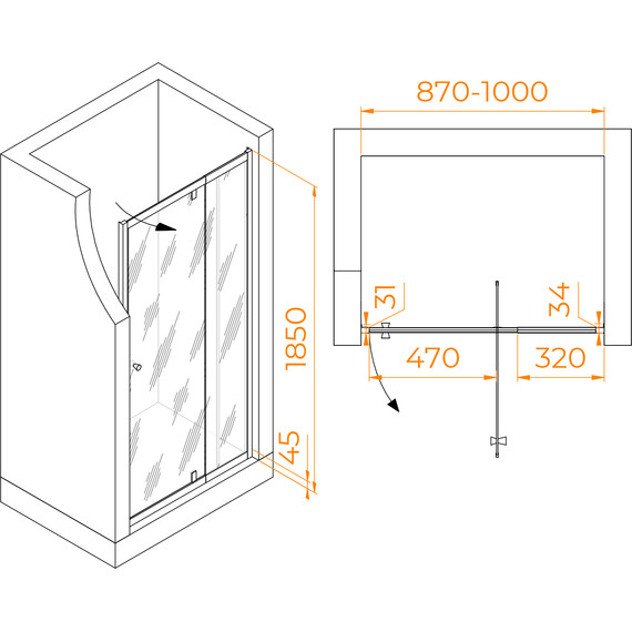 Душевая дверь RGW PA-02B NEW 90 см 41080209-14, чёрный/прозрачное - 3 Душевая дверь RGW PA-02B NEW 90 см 41080209-14, чёрный/прозрачное фото 3