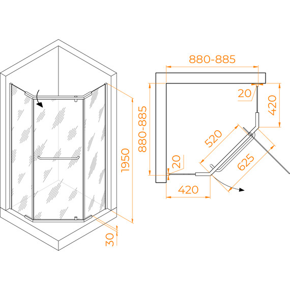 Душевое ограждение RGW PA-081 90 см 35088199-11, хром/прозрачное фото 4