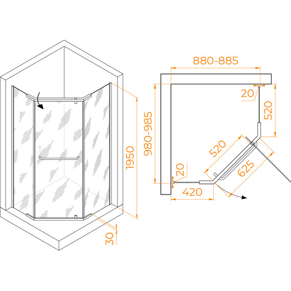 Душевое ограждение RGW PA-091 90x100 см 35089190-11, хром/прозрачное фото 4
