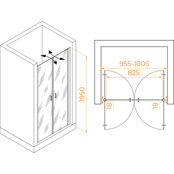 Душевая дверь RGW PA-104Gb 100 см 060810410-16, золото/прозрачное - 6 Душевая дверь RGW PA-104Gb 100 см 060810410-16, золото/прозрачное фото 6