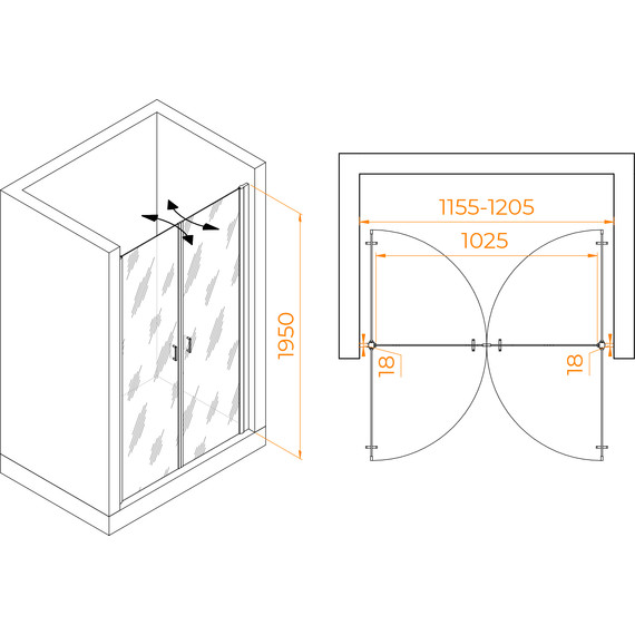Душевая дверь RGW PA-104B 120 см 060810412-14, чёрный/прозрачное - 6 Душевая дверь RGW PA-104B 120 см 060810412-14, чёрный/прозрачное фото 6